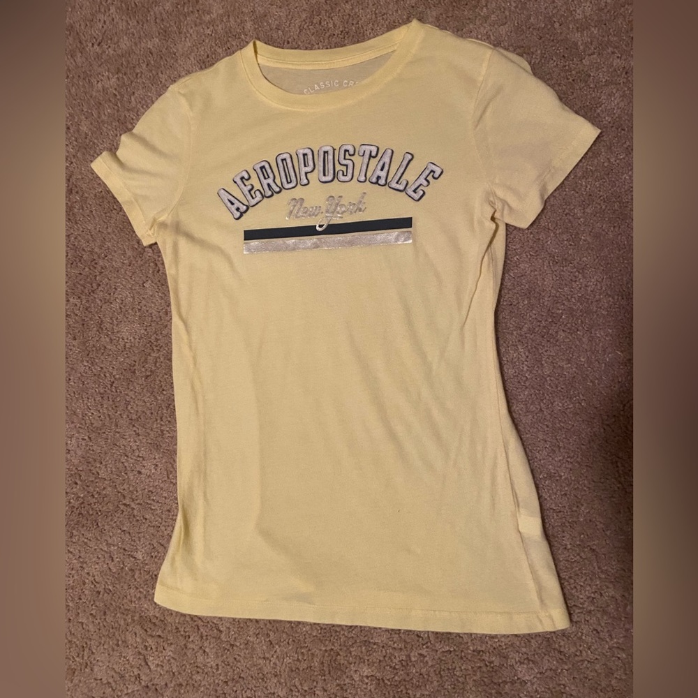 Aero yellow tea crew neck top for women skin tight